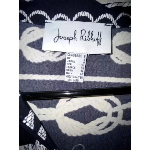 Joseph Ribkoff Rope & Chain Link Navy Blue Womans Blouse - Picture 5 of 6
